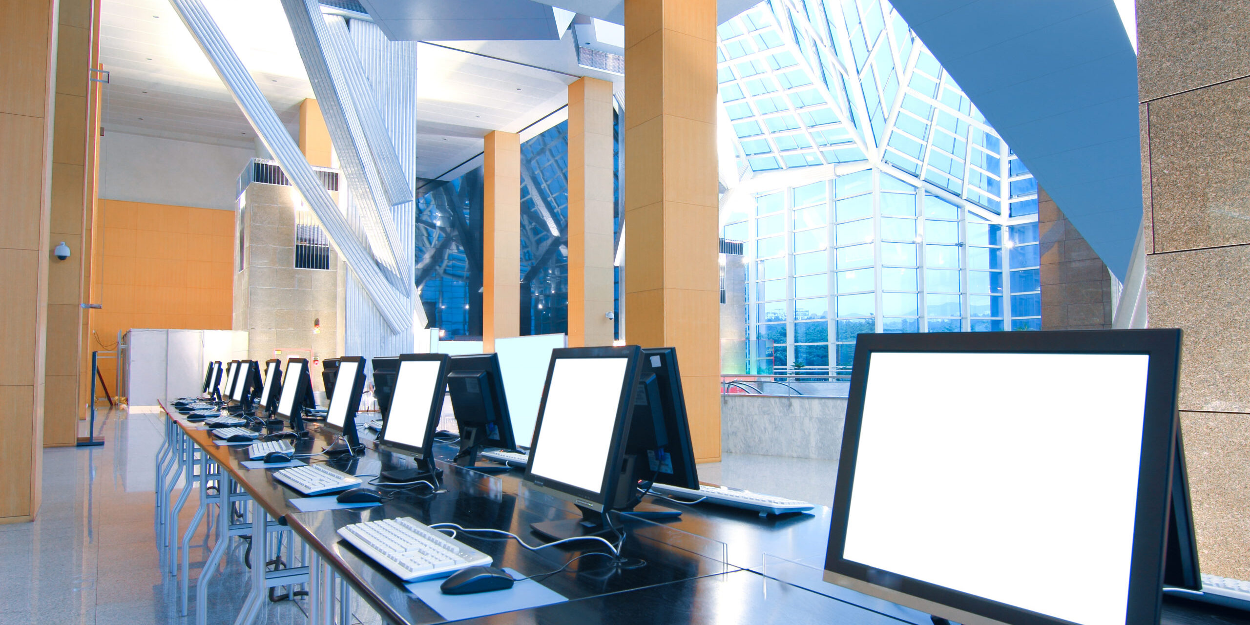 workplace room with computers